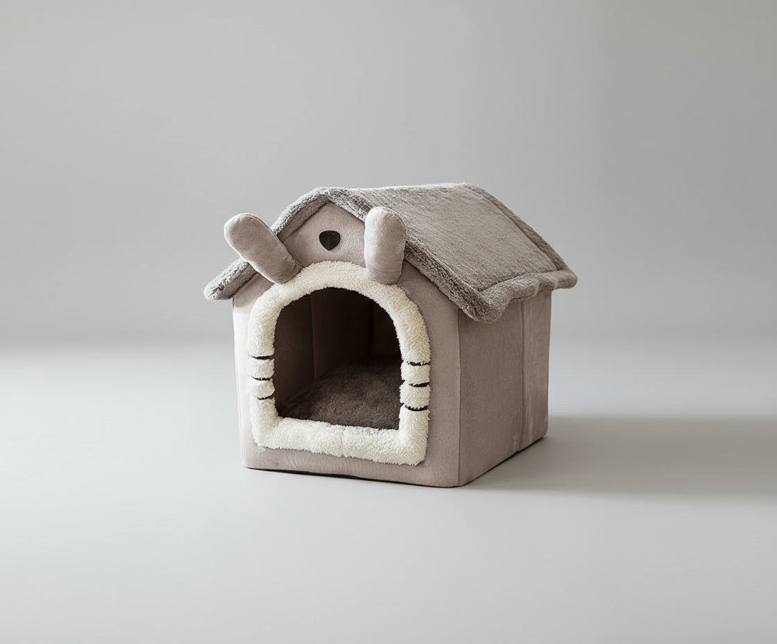 πΎ Foldable Warm Dog & Cat House β Removable Cozy Winter Bed, Enclosed Cave Kennel Sofa for Small Pets | Calming Villa Nest for Dogs & Cats