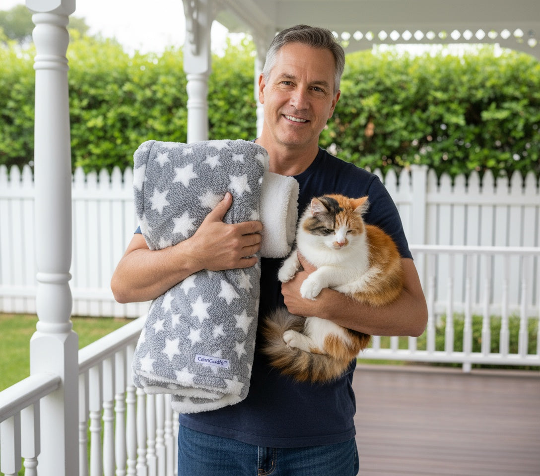 CalmCuddle™ Pet Calming Blanket — Soft, Fluffy & Stress-Relieving for Dogs & Cats