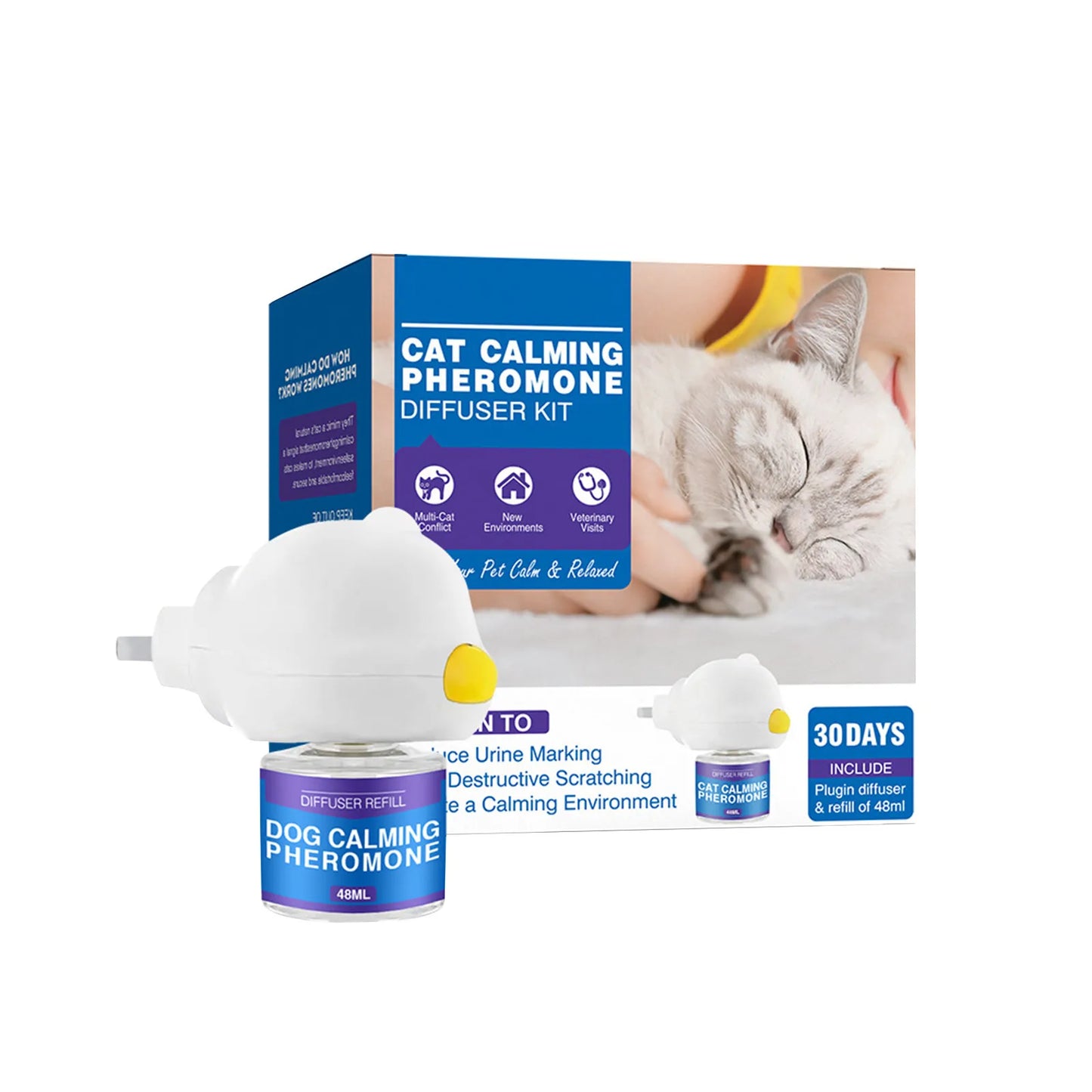 🐾 CalmCuddle™ Natural Calming Pheromone Diffuser — Long-Lasting Comfort for Cats & Dogs