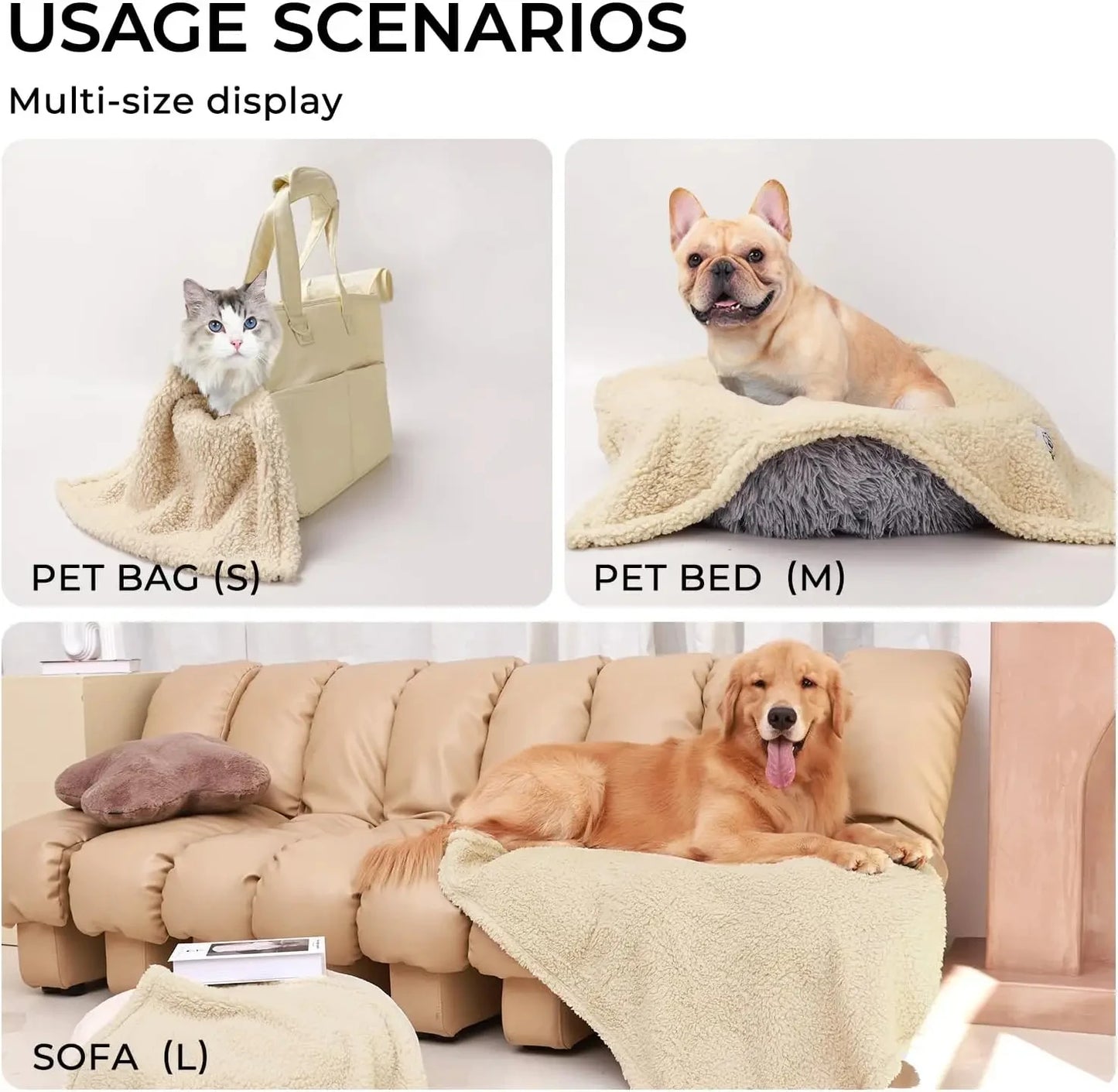Ultra-Soft Calming Pet Blanket — Fluffy Sherpa Fleece Throw for Dogs, Puppies & Cats