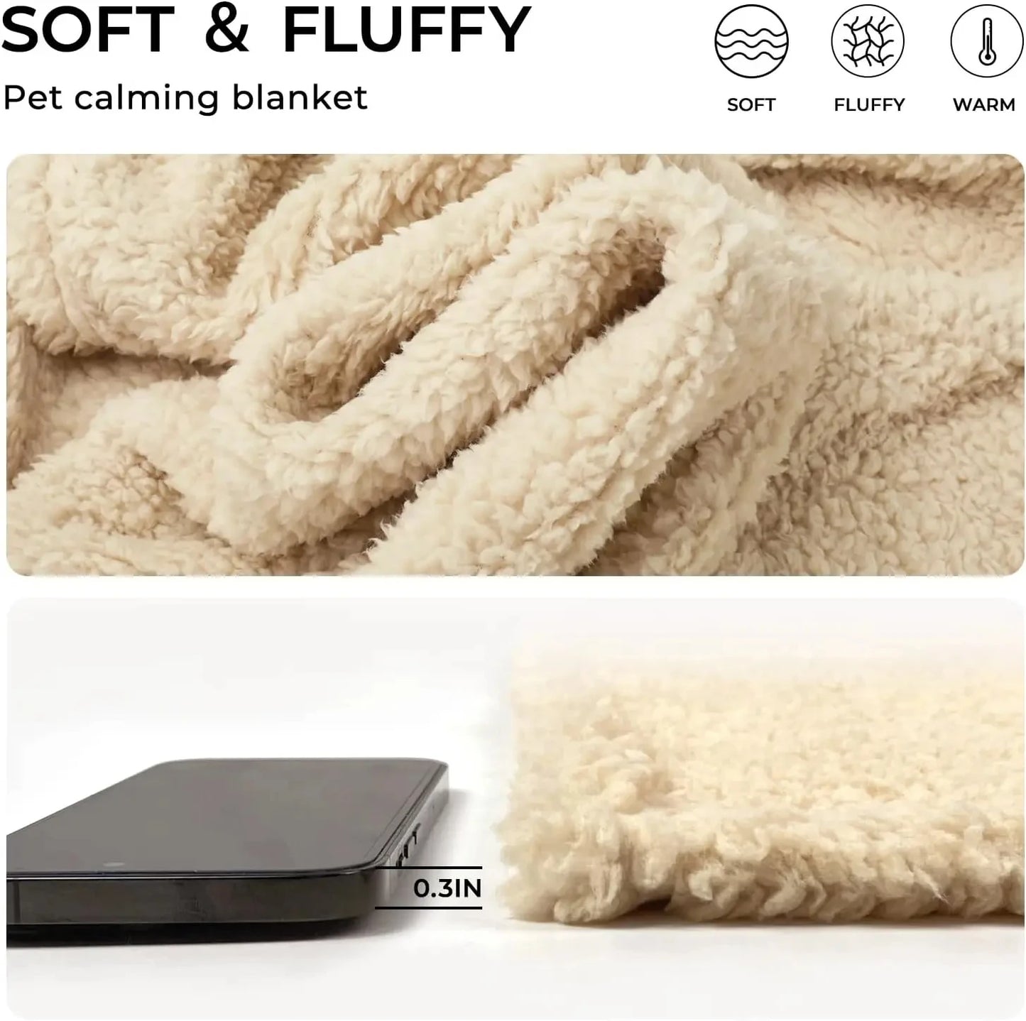 Ultra-Soft Calming Pet Blanket — Fluffy Sherpa Fleece Throw for Dogs, Puppies & Cats