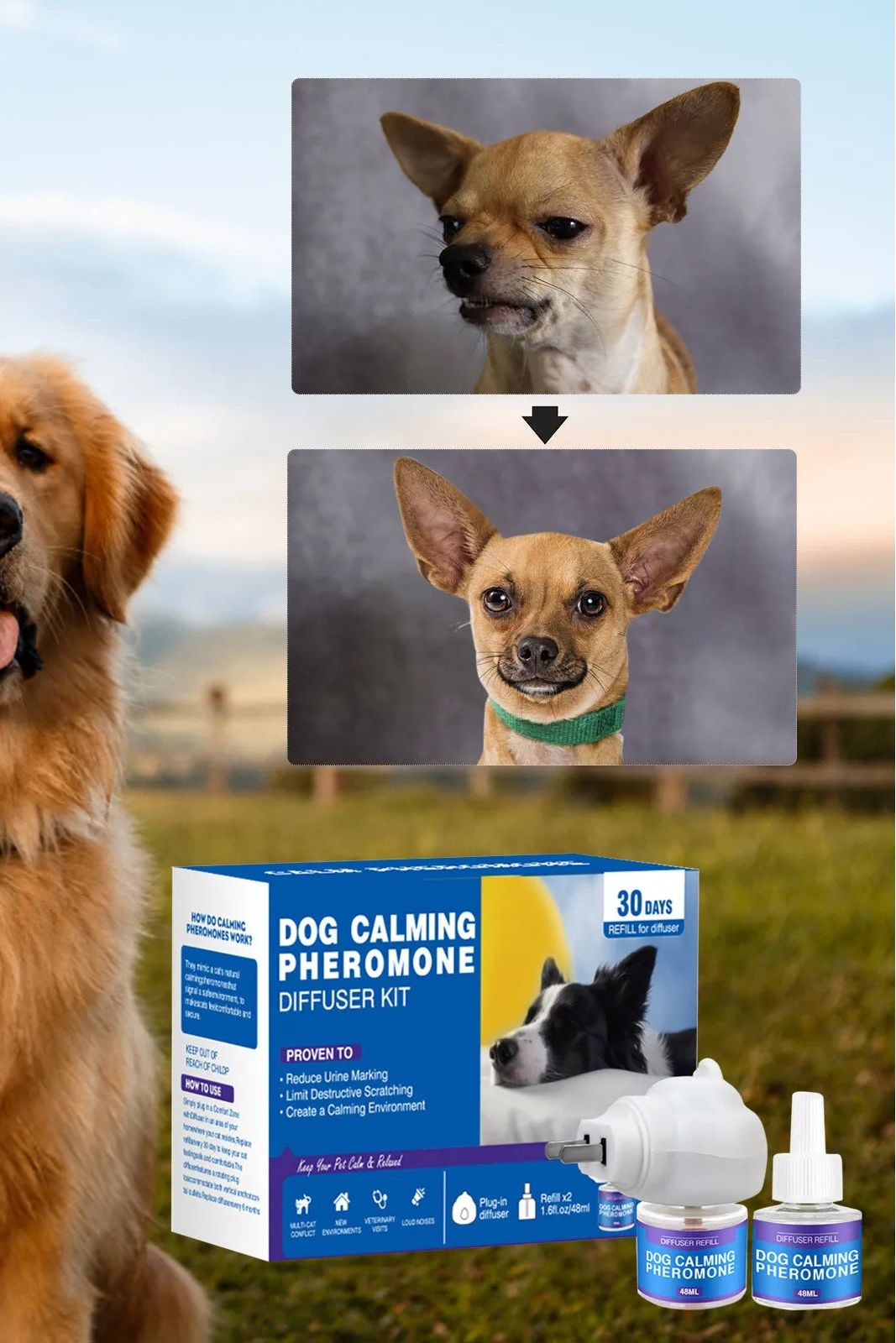 🐾 CalmCuddle™ Natural Calming Pheromone Diffuser — Long-Lasting Comfort for Cats & Dogs