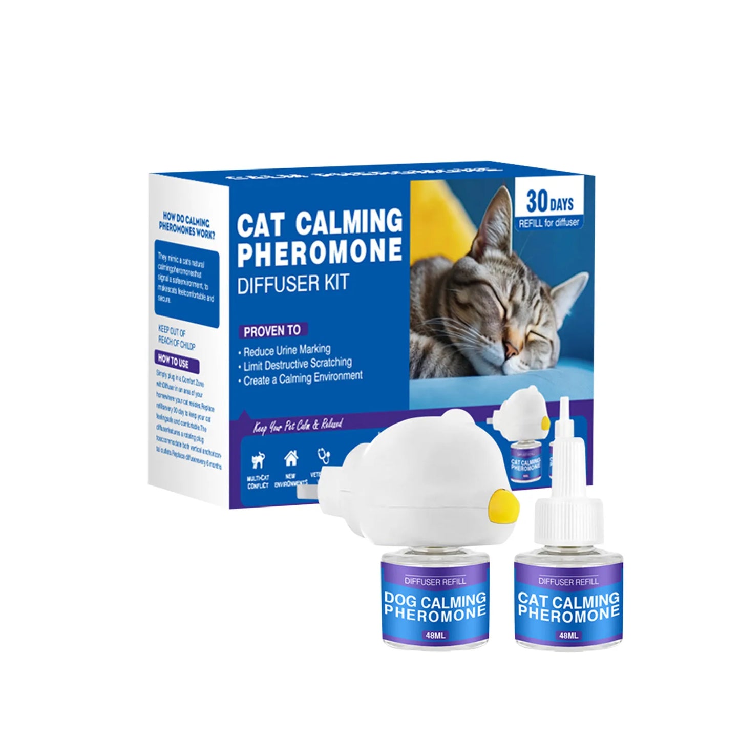 🐾 CalmCuddle™ Natural Calming Pheromone Diffuser — Long-Lasting Comfort for Cats & Dogs