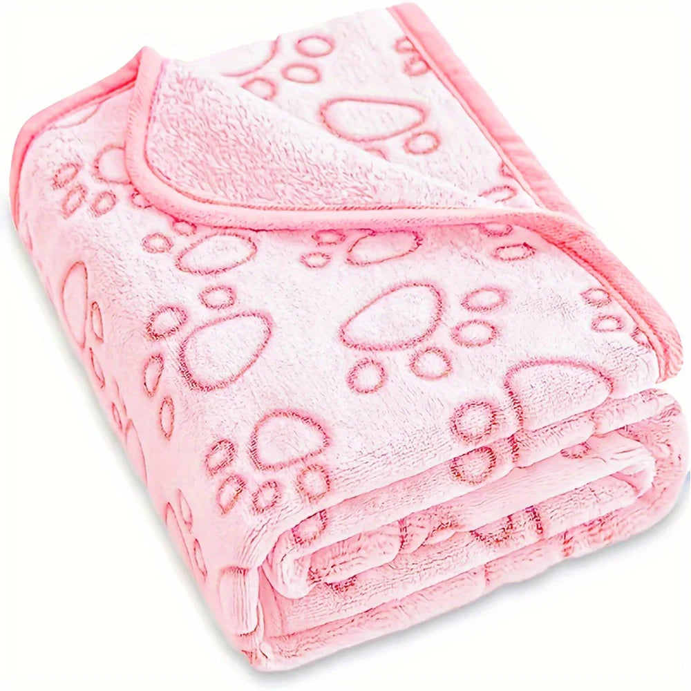 CalmCuddle™ Paw Print Blanket — Soft, Cozy, Machine-Washable Comfort for Dogs & Puppies