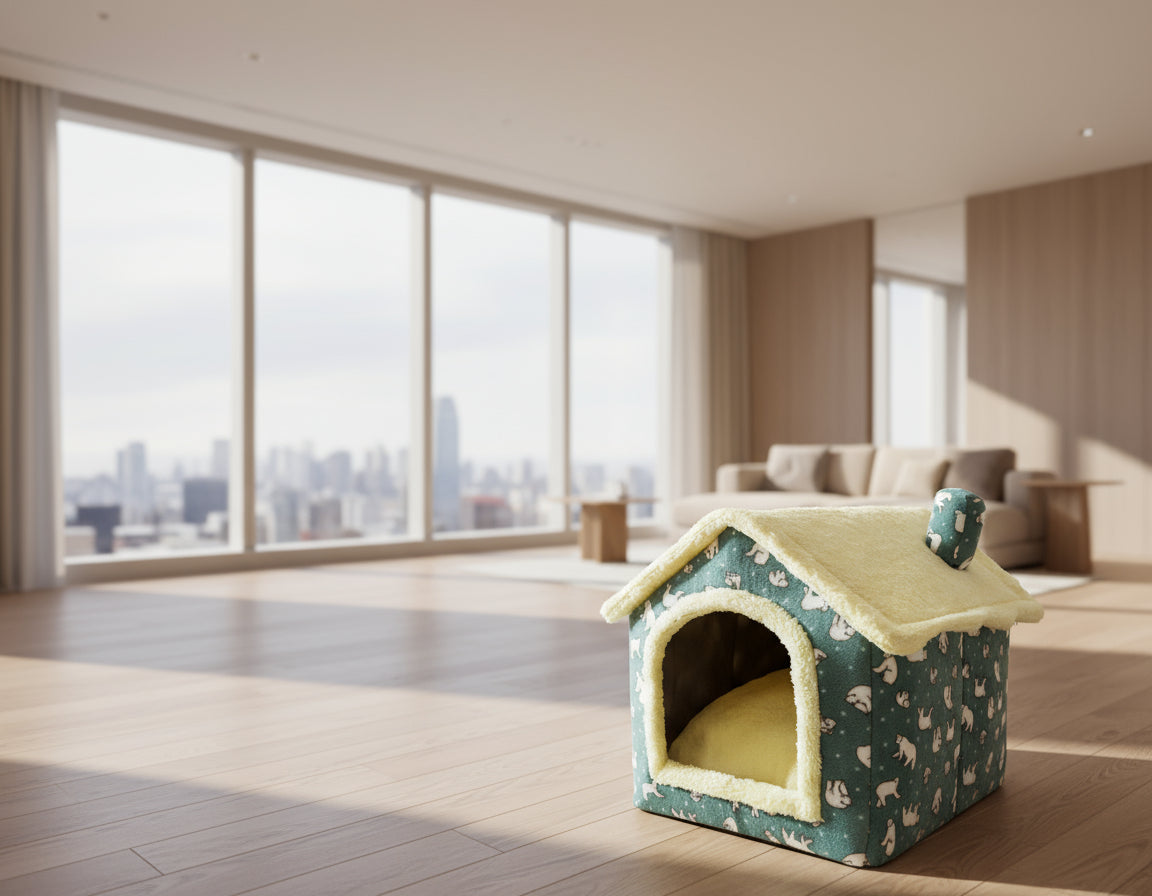 πΎ Foldable Warm Dog & Cat House β Removable Cozy Winter Bed, Enclosed Cave Kennel Sofa for Small Pets | Calming Villa Nest for Dogs & Cats