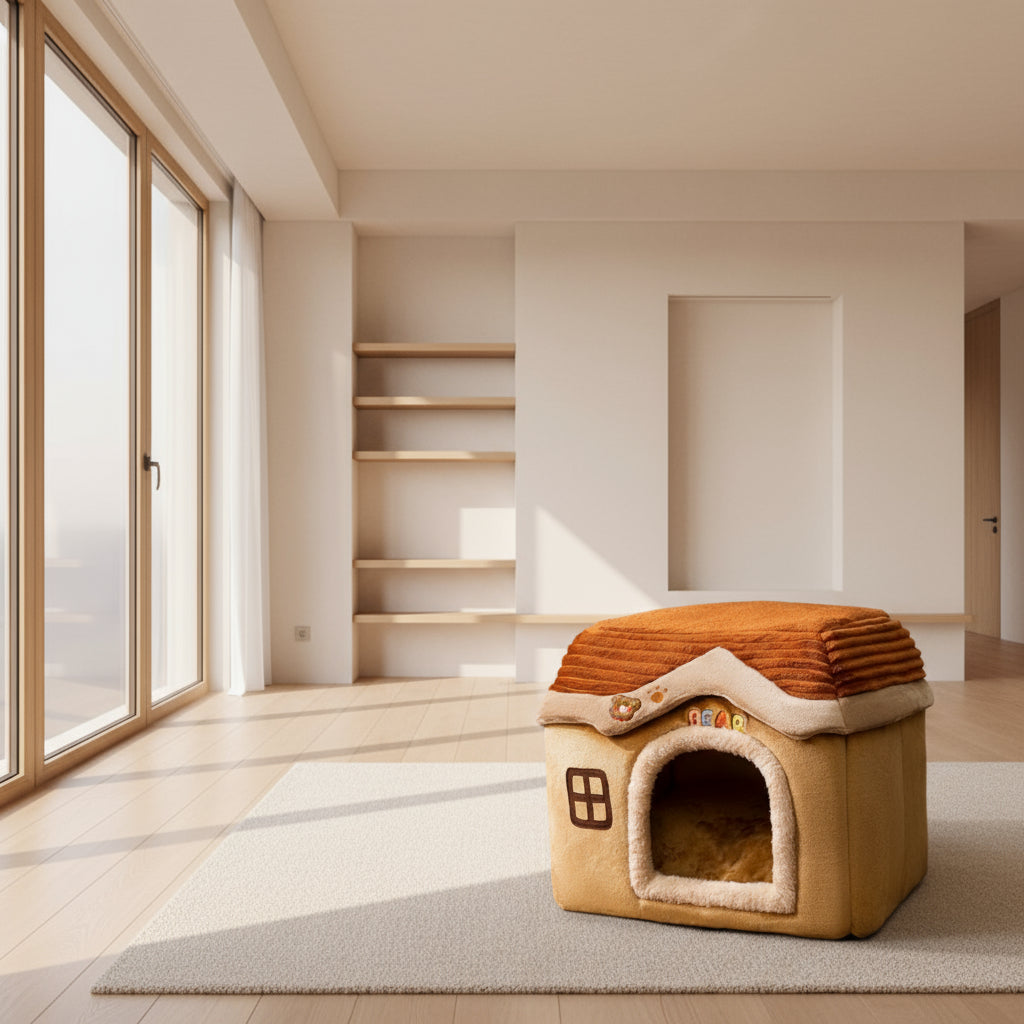 πΎ Foldable Warm Dog & Cat House β Removable Cozy Winter Bed, Enclosed Cave Kennel Sofa for Small Pets | Calming Villa Nest for Dogs & Cats